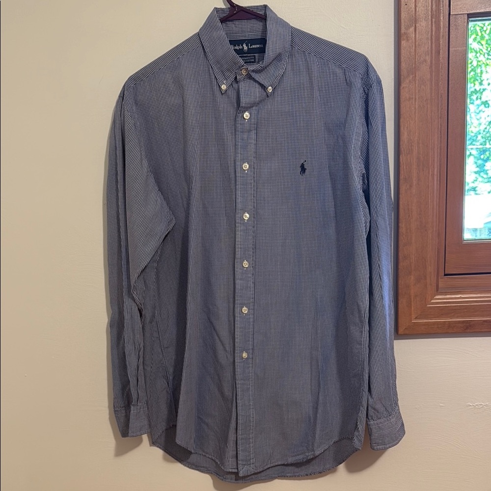 Ralph Lauren Navy Checkered Button-Down Shirt